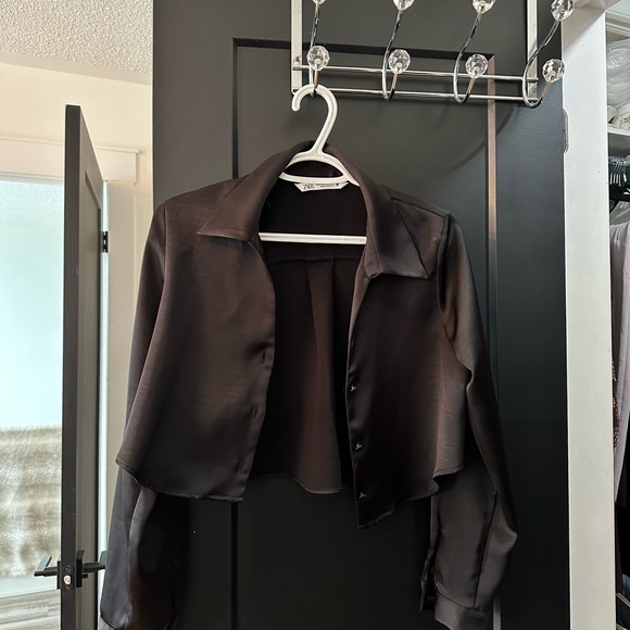 Zara Tops - Zara Black Satin Blouse